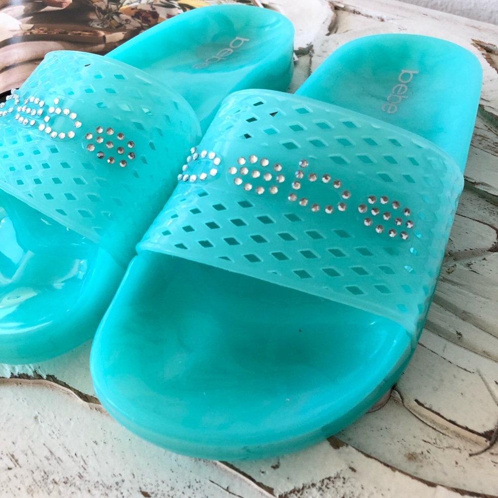 Bebe Laurier Tiffany Blue Jelly Slide Sandals - Picture 3 of 4